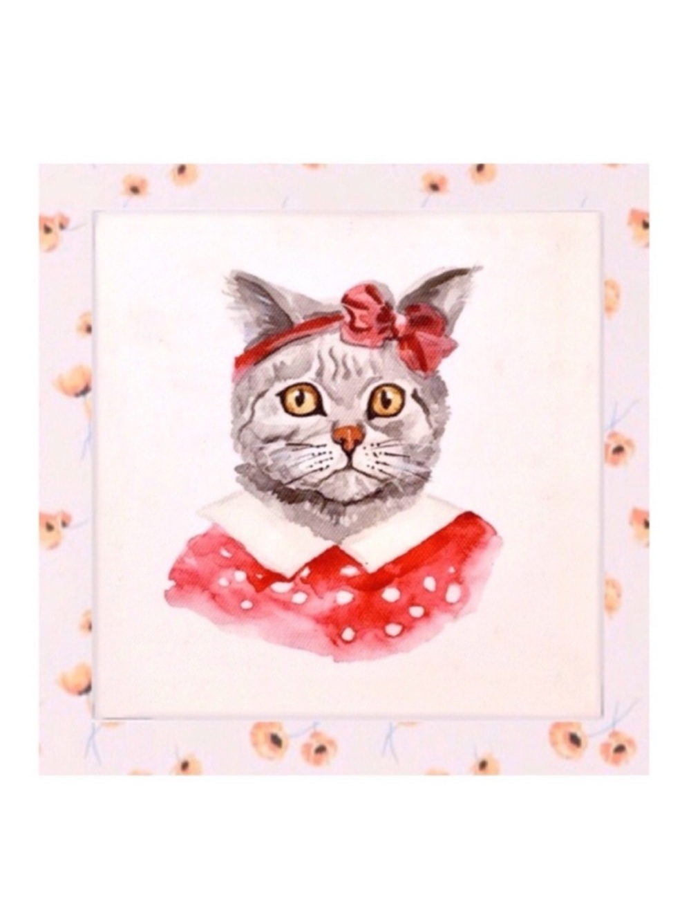 Kitty in Pink Reproduction Painting on 
Canvas